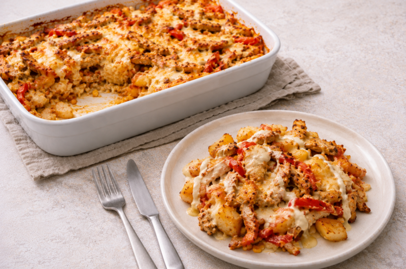 Kipshoarma-aardappelschotel-met-zelfgemaakte-knoflooksaus
