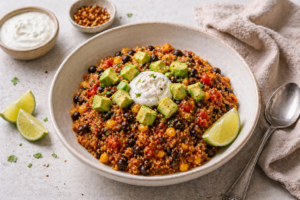 Snelle-Mexicaanse-quinoa-uit-een-pan