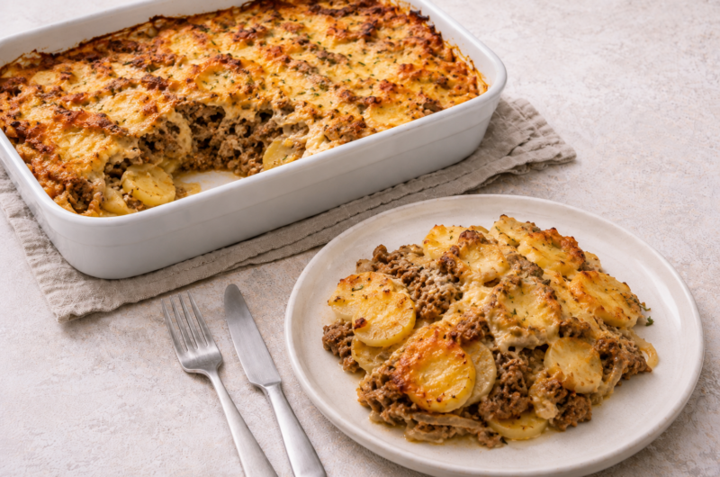 Franse-ui-gehaktschotel-met-aardappelschijfjes