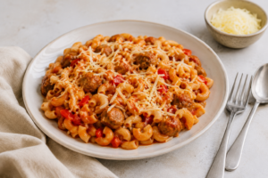 Macaroni_met_miniballetjes_in_milde_tomatensaus