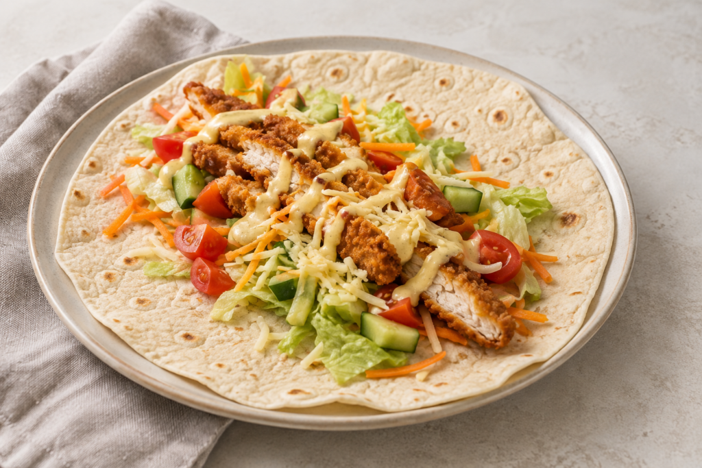 Crispy-chicken-wraps-met-honing-mosterdsaus